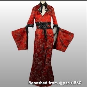 Lip Service Hollywood Geisha Red and Black Kimono Dress Rare Find Excellent Cond